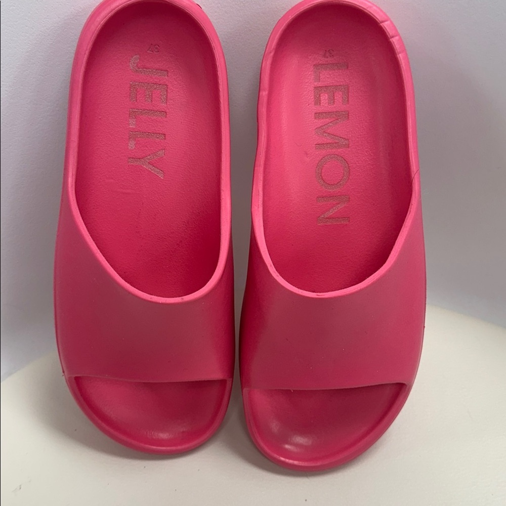 Lemon Jelly Neon Pink Slide Sandals Size 37 / US 6.5 💖